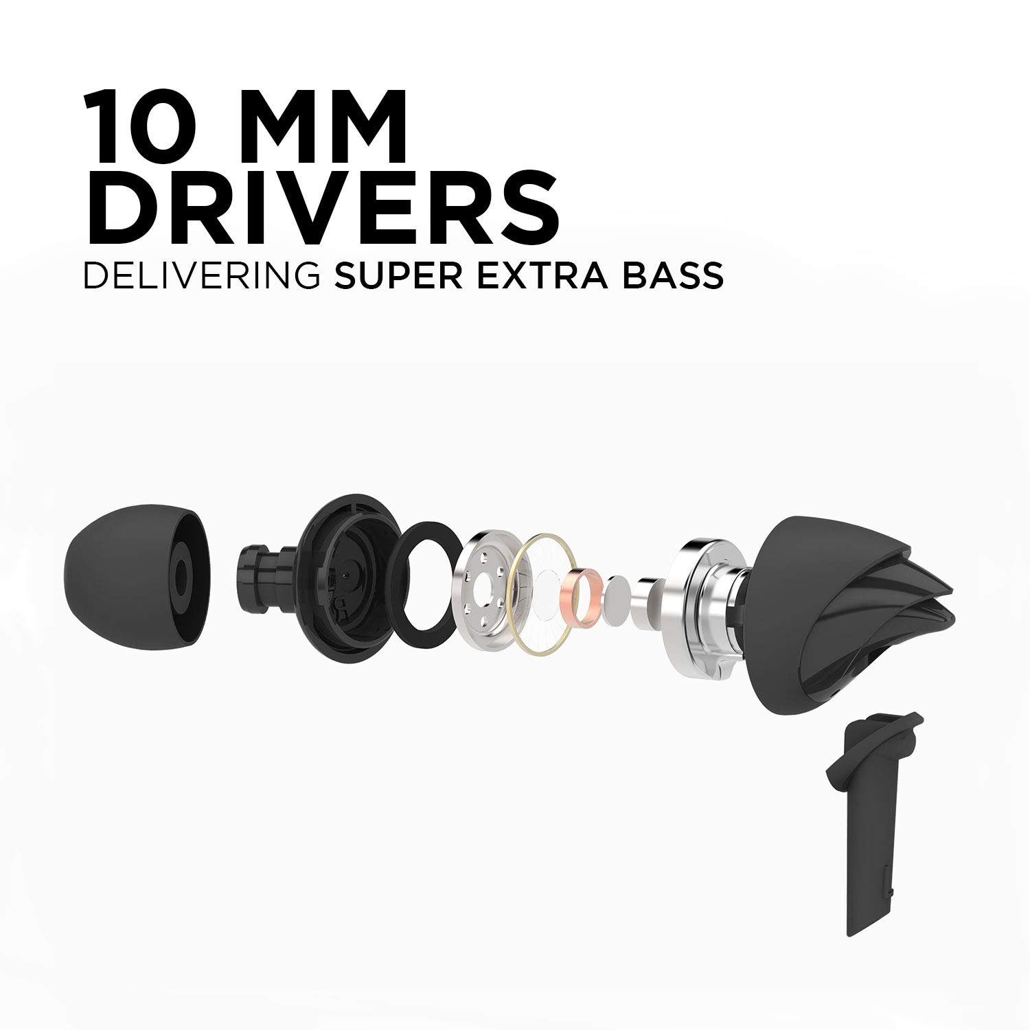 boAt BassHeads 100 In-Ear Wired Earphones With Super Extra Bass, In-line Mic, Hawk Inspired Design and Perfect Length Cable, Black - Image 2