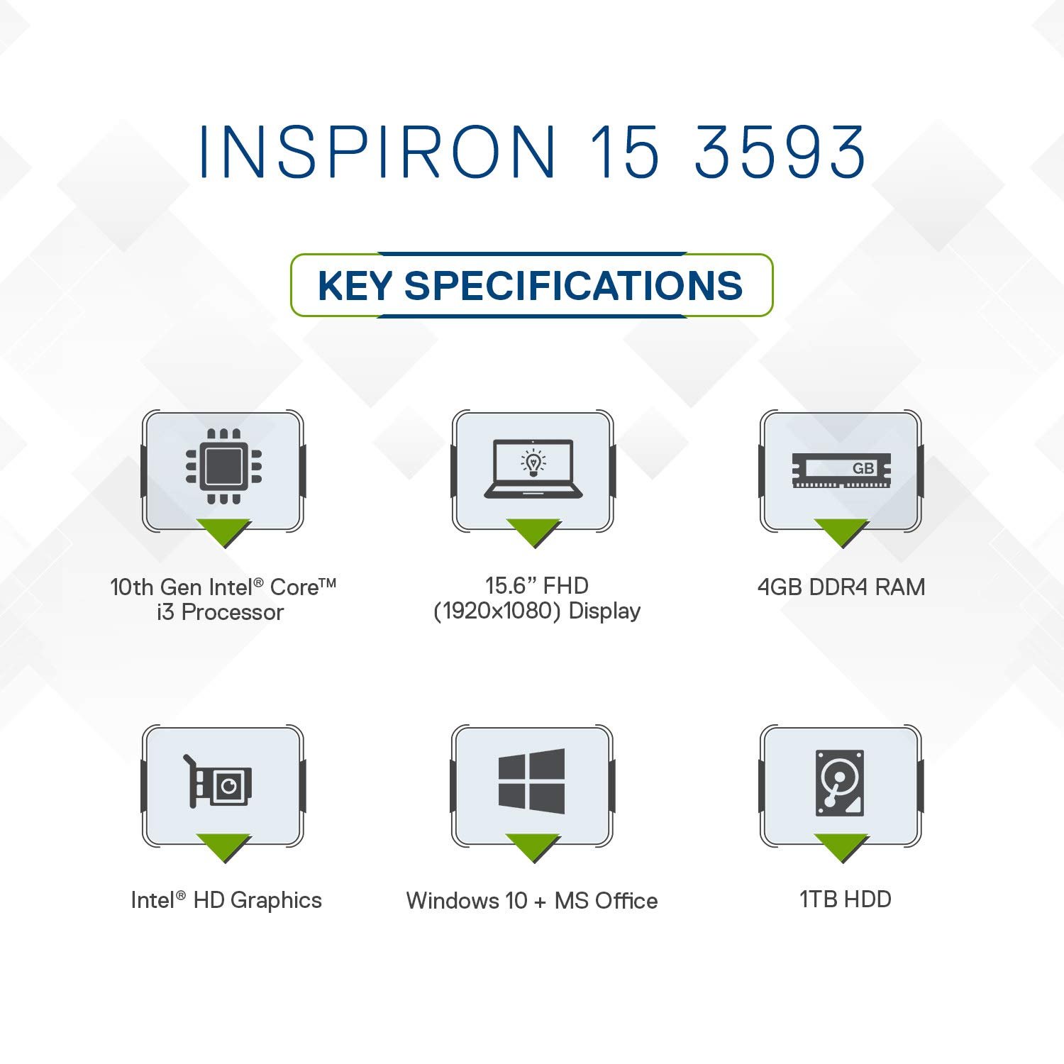 Dell 3593 Inspiron Laptop (10th Gen Intel Core i3-1005G1/4 GB/1 TB HDD/Windows 10/MSO/FHD), 39.62 cm (15.6 inch) - Image 5