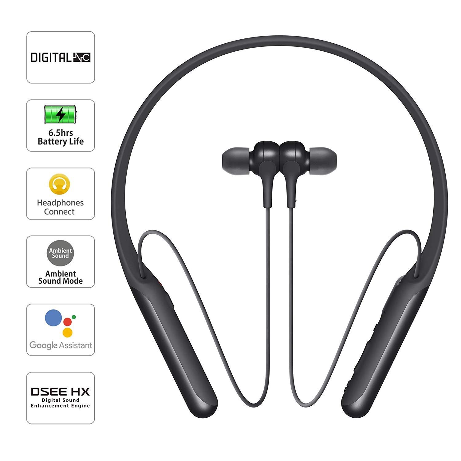 Sony WI-C600N Wireless Bluetooth Digital Noise-Cancelling In-Ear Neck Band Headphones with Magnetic Earbuds, Tangle Free Cord, Voice Assistant, Headset with Mic for phone calls - (Black) - Image 5