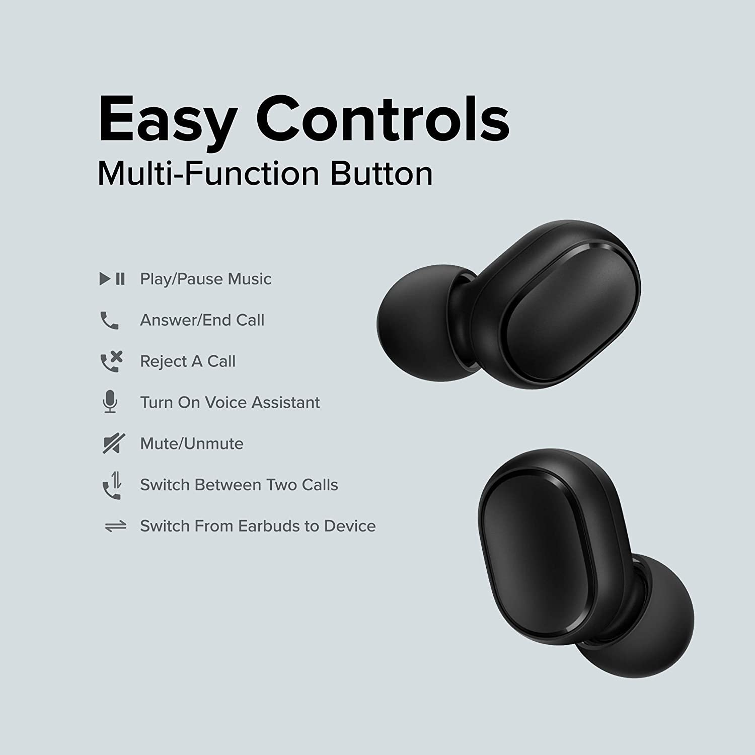Redmi 2C Wireless Ear-bud, Black - Image 5
