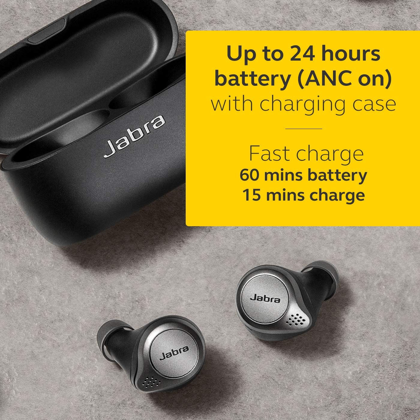 Jabra Elite 75t Wireless Ear-bud, Titanium Black - Image 2