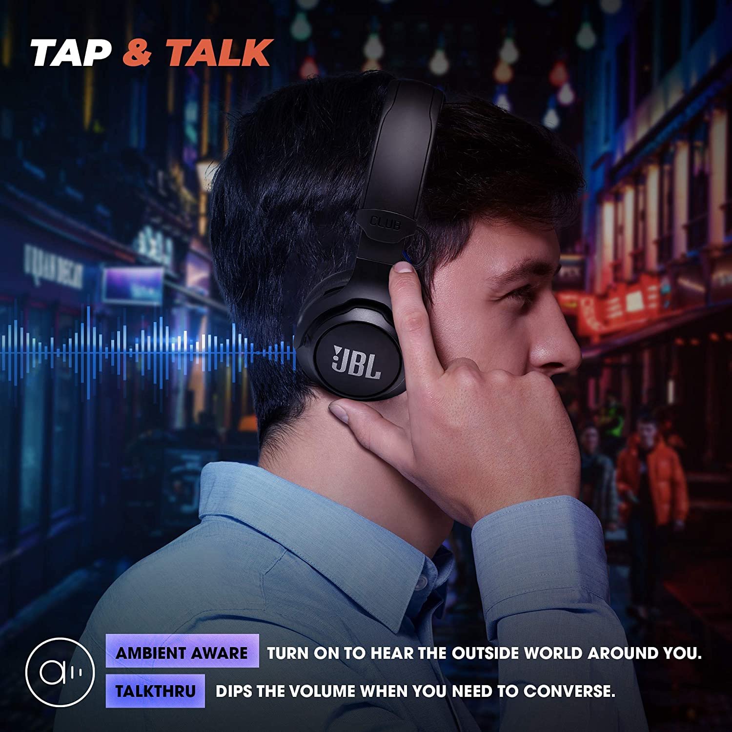 JBL Club 700BT Wireless On-Ear Headphone with 40mm Hi-Res Drivers and JBL Pro Quality Sound, 50 Hours Playtime, Built-in Alexa, Dual Mic, Ambient Aware & Talkthru Feature, Bluetooth 5.0 - Image 4