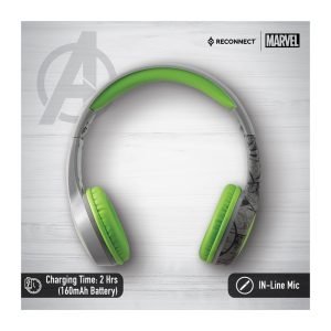 Reconnect Marvel Avengers Over the ear foldable Wireless Headphonewith built in mic, Sweat resistant, 8hrs playtime, multipairing tech, Trendy Design, with Siri/Alexa/GoogleOk - DBTH101 AV