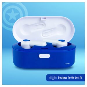 Reconnect Marvel Captain America True Wireless Earphone, Sweat and water resistant IPX4, 12hrs playtime, 500mah Battery, Siri/Alexa/GoogleOk compatible, Earbuds - DTWS101 CA